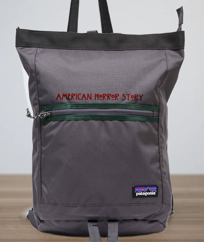 Sample: Patagonia Arbor tote with a show name embroidered on the front